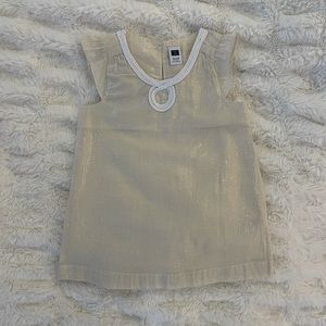 Janie and Jack sleeveless light weight cream colored gold shimmer dress
